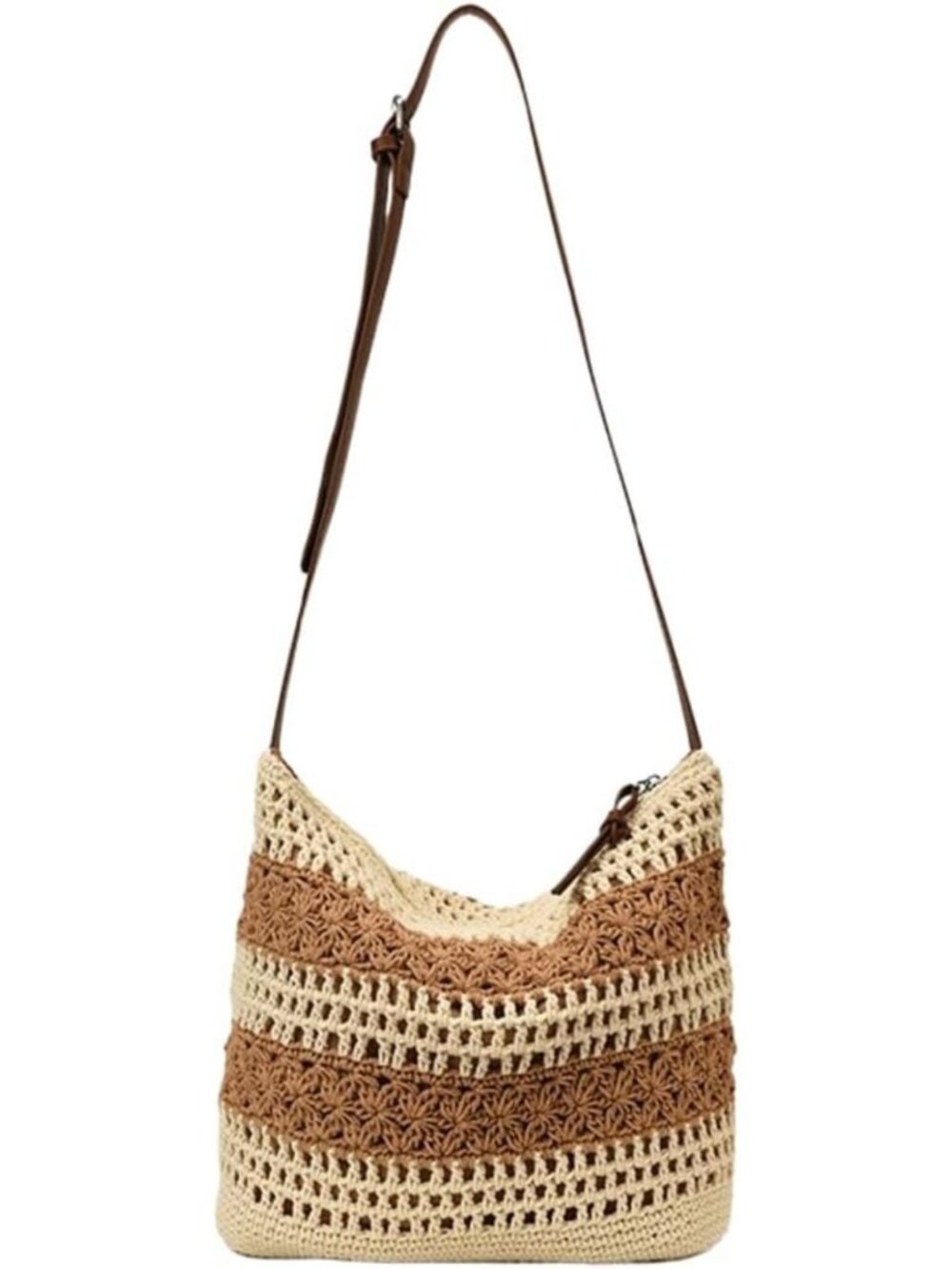 Boho Crochet Hobo Bag for Women | Summer Woven Tote | Slouchy Cotton Beach Bag
